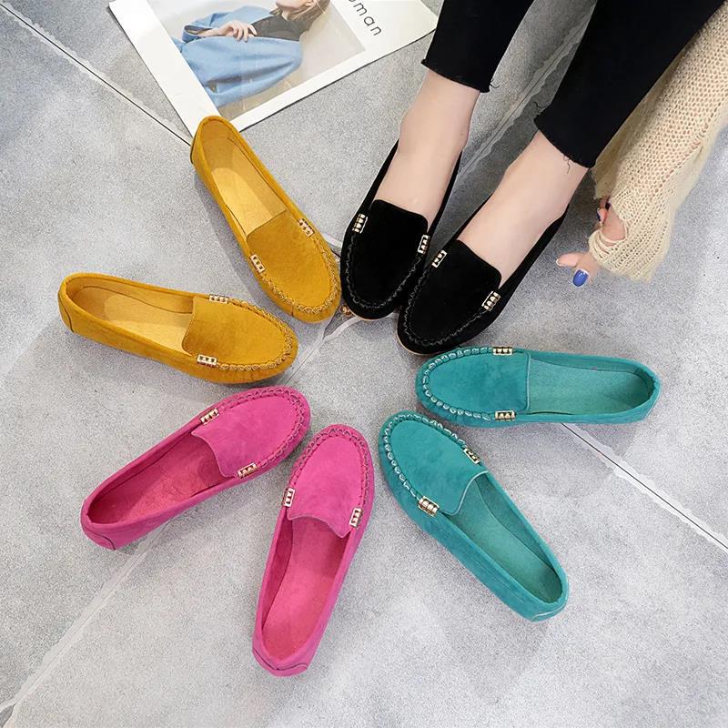 Women's Fashion Ballet Flats Cute Slip on Low Heel Ladies Boat Shoes