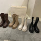Chelsea Boots Mid-tube Boots Plus Velvet Snow Boots British Style Martin Boots Thick-soled Winter Boots Autumn and Winter