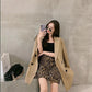 Khaki Jacket Female Spring and Autumn Loose Sense of Design Qualities Leisure Suit Jacket Lady Loose Long-sleeved Jacket