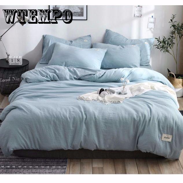Bedding Set Classic Pure Color Bed Linen Comfortable Cotton Duvet Cover&pillowcase
