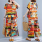 Two-piece Suit Cotton Large Size Ethnic Style Suit Female Summer Literature and Art Retro Short-sleeved Wide-leg Nine-point Pants Loose