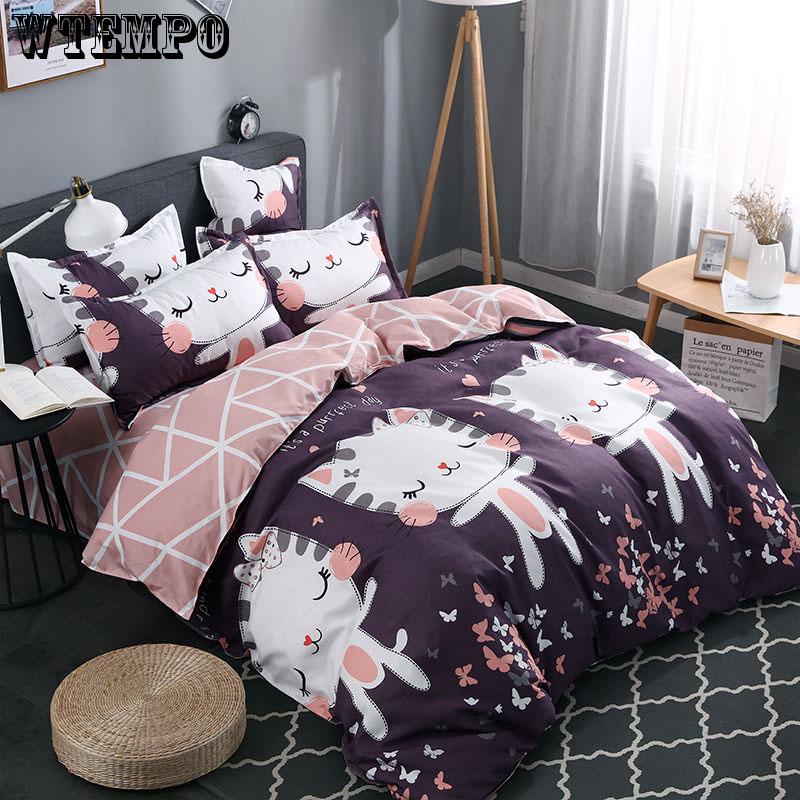 Cover Set Cartoon Single Bed Duvet Bedding Sweet Dream for Kids Girls 3/4pcs Colorful