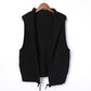 Spring and Autumn Thin Woolen Pure Color Vest Women's Hooded Short Fashion Jacket Wild Cardigan Sleeveless Knitted Sweater
