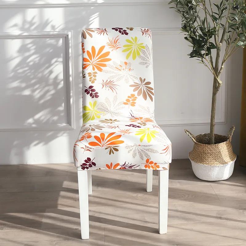 Elastic Chair Cover Universal Dining Table Chair Cover Backrest Pad Universal Stool Cover Fabric Printing Home Dining Seat Cover