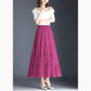 Three-layer Large Swing Mesh Skirt Women's Spring and Summer A-line Pleated Cake Skirt Lace Edge Drape Long Skirt Solid Color Gauze Skirt