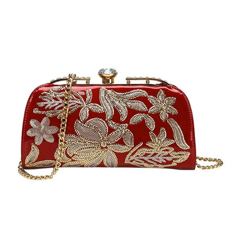 Women's sequins Clutch Bag Smooth Leathe Shoulder Bag Ladies Wedding Evening Banquet Bridal Rhinestones Clutch Purse Elegance Luxury