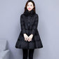 Women's Solid Color Down Jacket Mid-length Down Jacket Winter Korean Style Loose Coat Warm Stand-collar Down Jacket