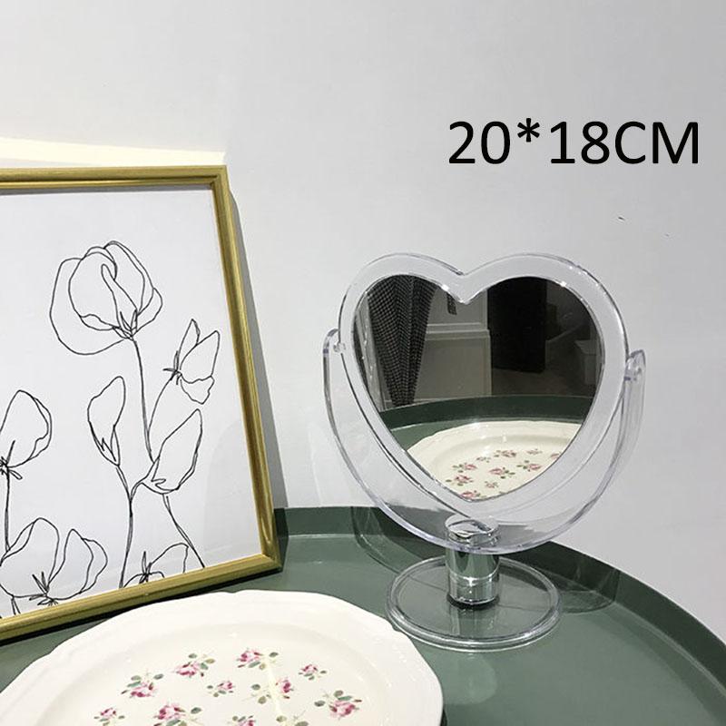 Lovely Heart-shaped Simple Transparent Love Makeup Mirror Double-sided Mirror Magnification HD Desktop Home Rotatable Mirror
