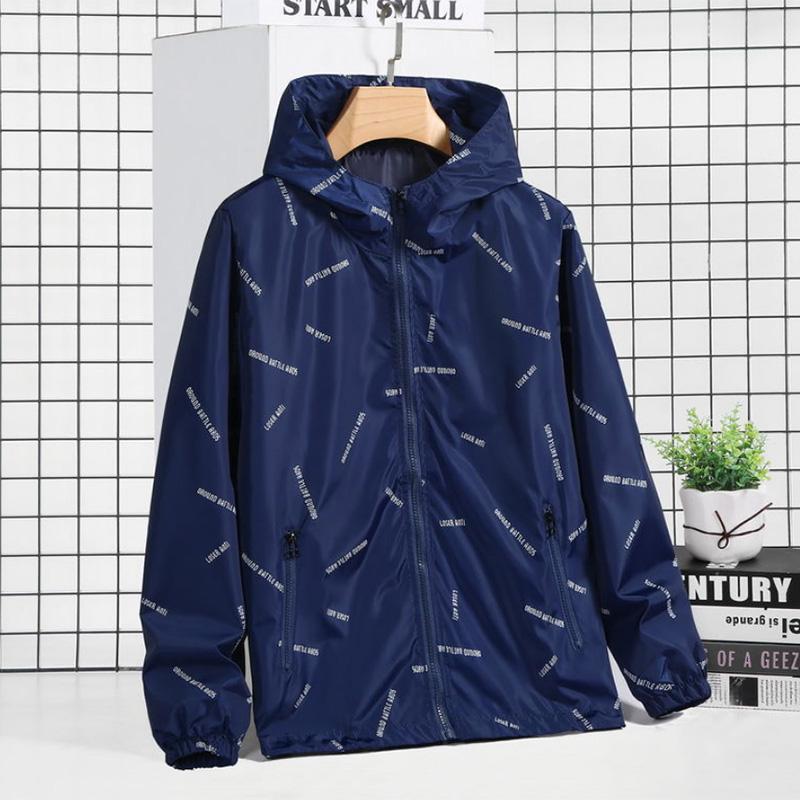 Men's Spring and Autumn Youth Jacket Men's Hooded Solid Color Jacket Casual Loose Large Size Sports Men's Thin Jacket