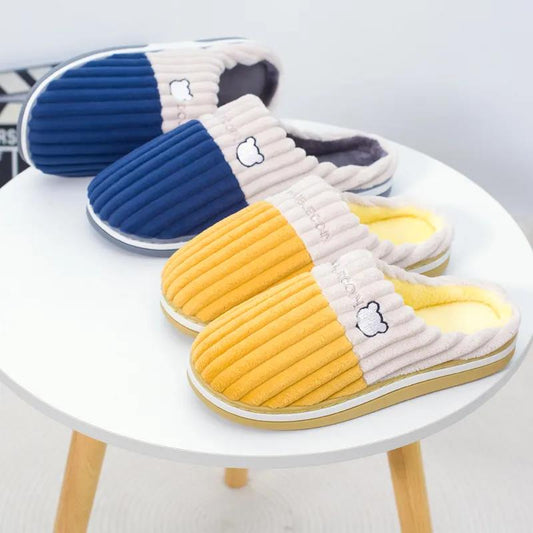 Buy One Get One Free Women Winter Cotton Slippers Indoor Non-slip Warm Home Couple Slippers Cute Plush Shoes