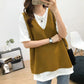 Retro V-neck Knitted Vest Women Spring and Autumn Waistcoat All-match Loose Vest Jacket