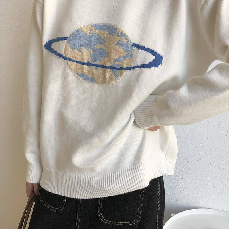 Autumn Winter Warm Round Neck Sweater Female Loose Long Sleeves Knitted Bottoming Shirt Camouflage Jacquard Sweater Thickening