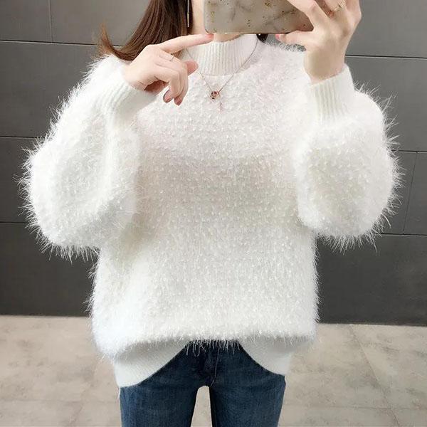 Women Autumn Large Size Elegant Loose Warm Tops Female Winter Long Seleeve Casual Pullover Coats
