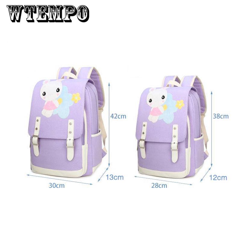 Primary school bag girl canvas backpack cute rabbit printing Korean campus backpack