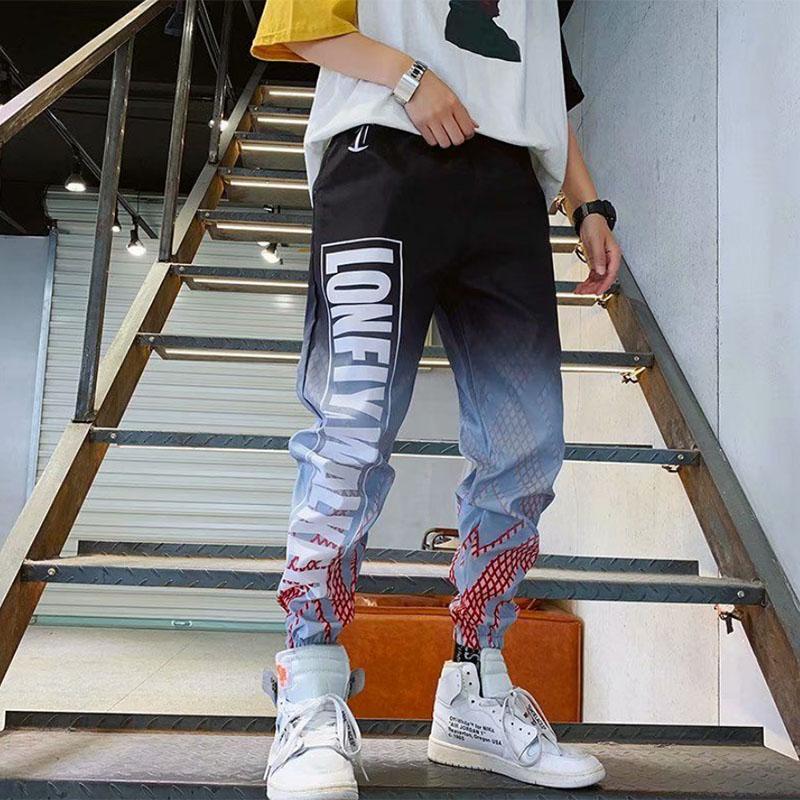 Gradient Color Pants Men's Autumn and Winter Sports and Leisure Loose Beam Harem Nine-point Pants