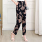 Cotton Linen Women's Trousers Flower Pants Plus Size Elastic Waist Straight-leg Pants Printed Fashion Casual Pants Summer
