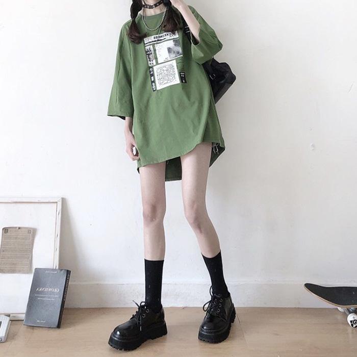Women Dress Girl Loose O-Neck Casual Long T-shirt Dress Big Loose Home Comfort Outer Convenient