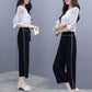Women's Wide-leg Pants Two-piece Suit Black and White Suit Elegant Temperament Female Professional Suit, Working Lady Suit Two-piece Suit