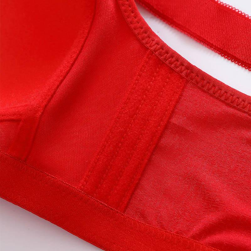 Women Plus Size Lace Thin Jacquard Light Comfortable Breathable Sexy Beautiful Back Gather Support Prevent Sagging No Steel Ring Cotton Bra