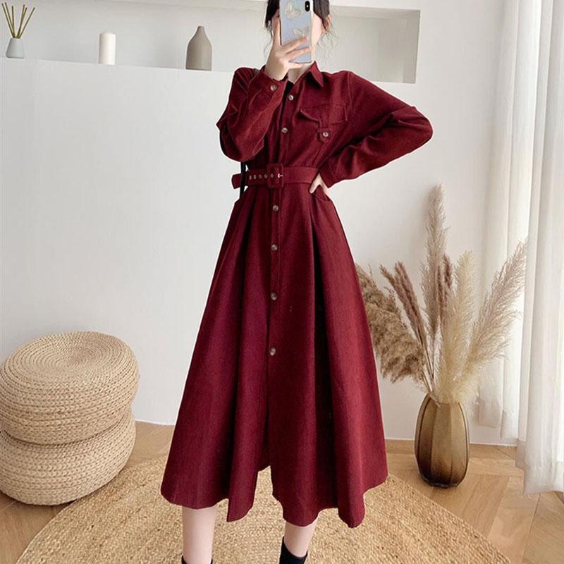 Spring Sweet Retro Bowknot Female Dress Temperament Was Thin Female Student Dress Korean Version of The Wild Mid-length A-line Skirt