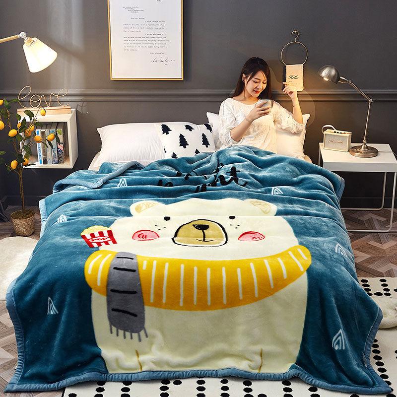Autumn and Winter Warm Soft Blanket Quilt Coral Velvet Velvet Mattress Bed Sheet