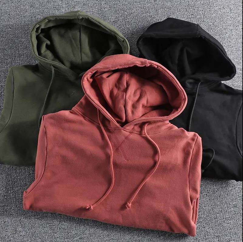2021 New Plus Velvet Hooded Coat Europe and American Autumn and Winter Men's Casual Hoodie