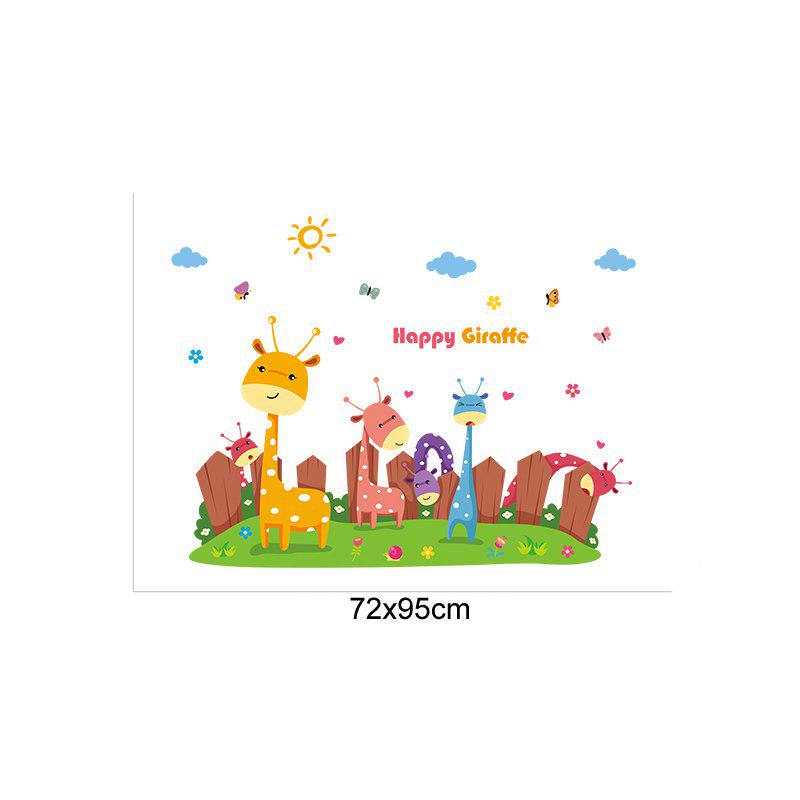 [Wall sticker] Cartoon Giraffe Paradise animals wall stickers for kids rooms bedroom nursery home de
