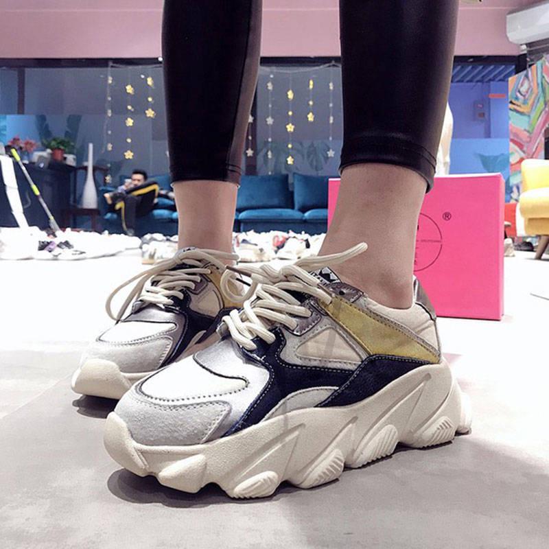 Women's Platform Chunky Sneakers Fashion Women Flat Thick Sole Shoes Woman Dad Footwear