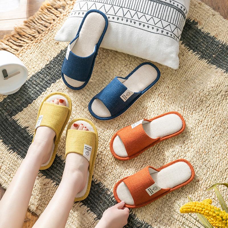 Home Four Seasons Couples Fabric Slippers Non-slip Slippers