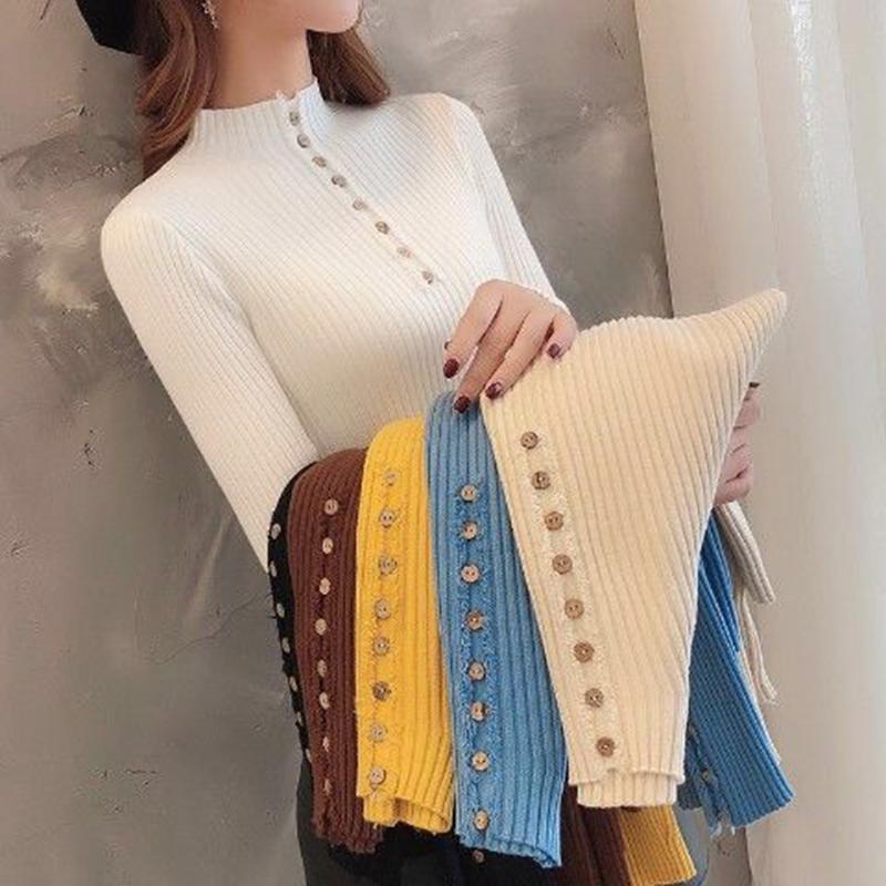 Polyvore Winter Half Turtleneck Warm Sweater Women Long-sleeve Pullover Fit Slim Bottoming Shirt