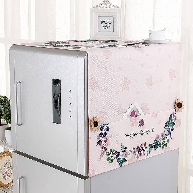 Thickened Refrigerator Cover Cloth Towel Washing Machine Cover Cloth Cartoon Pattern Refrigerator Dust Cover