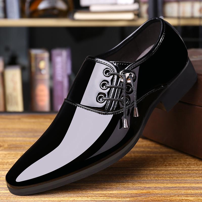 British Men's Leather Shoes Increase Formal Wear Business Shoes Cover Foot Casual Wedding Shoes