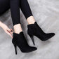 Winter Pattern Fashion Cusp Fine Heel Martin Short Boots Warm High-heeled Banquet Women Boots 9CM