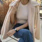 Thickened Lamb Velvet Jacket Women's Winter Two-pocket Cardigan Warm Quilted Beige Lamb Velvet Jacket