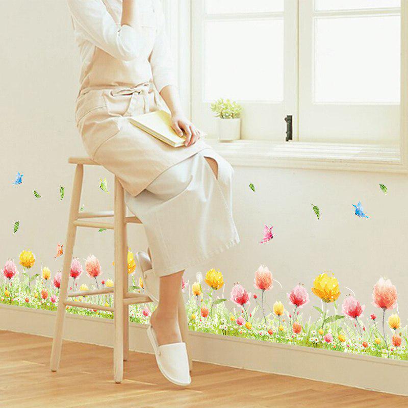 [Wall sticker ]Diy Fantasy Butterfly And Beautiful Flowers Leaf Wall Stickers Home Decor Living Room