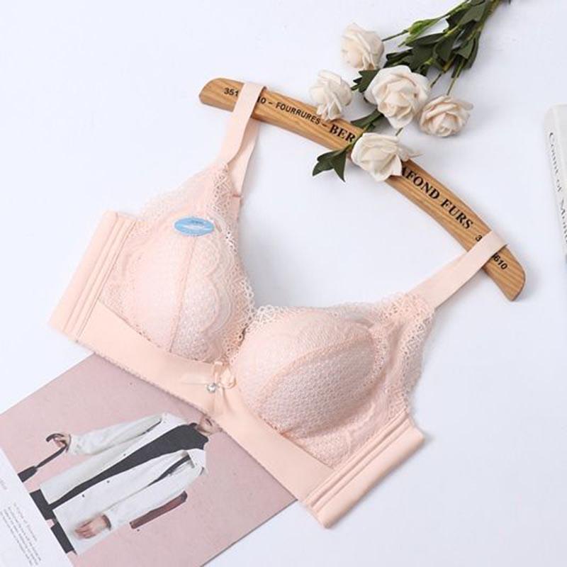 Large Size Women Lace Bras Beauty Back Gathered Bra Front Buckle Fashion Gathered Bras