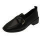 British Style Retro Square Toe Mid-heel Thick-heeled Leather Shoes Women All-match Leather Shoes Women's Shoes Single Shoes Loafers Work Shoes