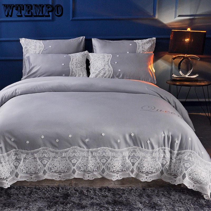 Luxury Duvet Cover Bedding Set Comforter Sets Double Bed Linen Linen Silk Pillowcase 4pcs