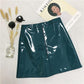 High Waist Hips Glossy Bright Leather Skirt Anti-glare A-line Skirt Pu Short Skirt All Match Casual Mini Leather Skirt