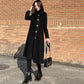 Autumn and Winter Large Size Black Woolen Coat Women's Long Over-the-knee Woolen Coat Loose Thick Coat