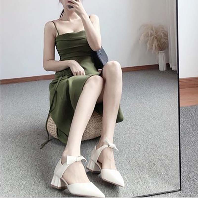 Women's Shoes Pointed Toe Hollow Bow 5cm High Heels Female Students Thick Heel Sexy Fashion Single Shoes