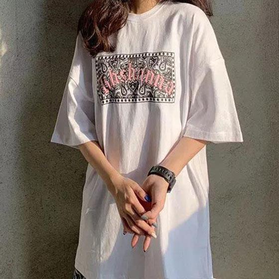 Summer Women Couple's Printed Short Sleeve Casual T-shirt Loose Vintage Round Collar Streetwear Cool T-shirt