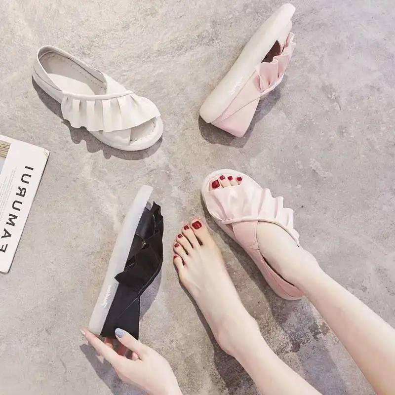 Sandals Women's Summer Jelly Transparent Soles Flat Two-wear Slippers Women's Non-slip Thick-soled Soft Lightweight Simple Sandals