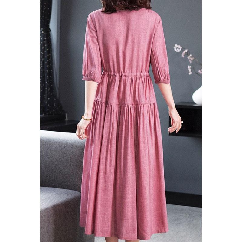 Over The Knee Women Dress Pink Casual Tight Waist Bodycon Dress Short Sleeve Comfortable Summer Dress