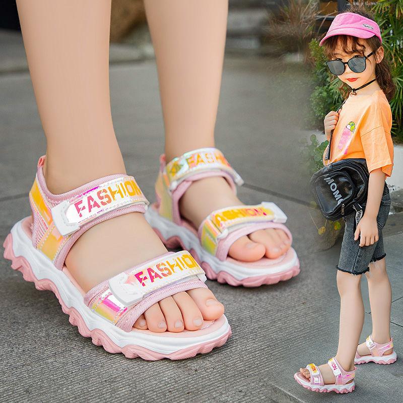 Girls' Sandals  Summer Big Children's Fashion Sports Soft-soled Sandals Little Princess Girls' Shoes Breathable Lightweight