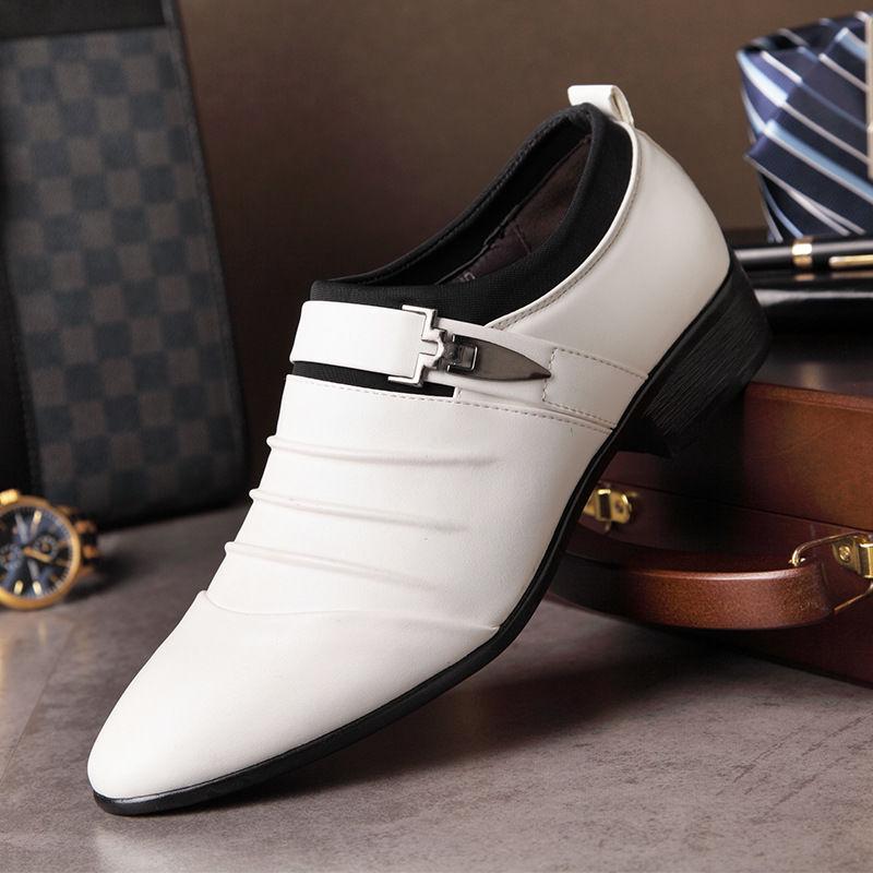 Prom Wedding Pointed Toe Genuine Leather Italian Big Size Oxfords Men Dress Shoes Luxury