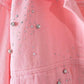 Candy-colored Denim Jacket Women's Short 2021 Spring and Autumn Loose Diamond-studded Student Jacket