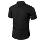 Men Business Shirts Casual Tees Summer Short Sleeves T-shirt Stretch Cardigan Button Down Undies Male Clothing Solid Color Top