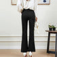 M-3XL Spring Summer Women's Flared Pants Plus Size Versatile Stretch Casual Black Long Lace Trousers