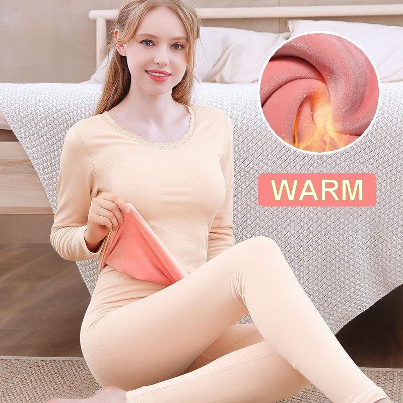 Thermal Underwear Women's Thickened Plus Velvet Suit Body Tight Winter Cotton Wool Bottoming Shirt